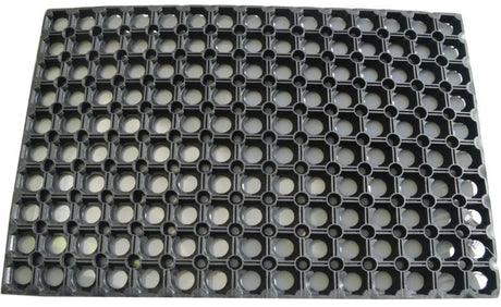 Large rubber door mat with a hollow ring pattern, measuring 1000mm x 500mm, ideal for entrance areas.