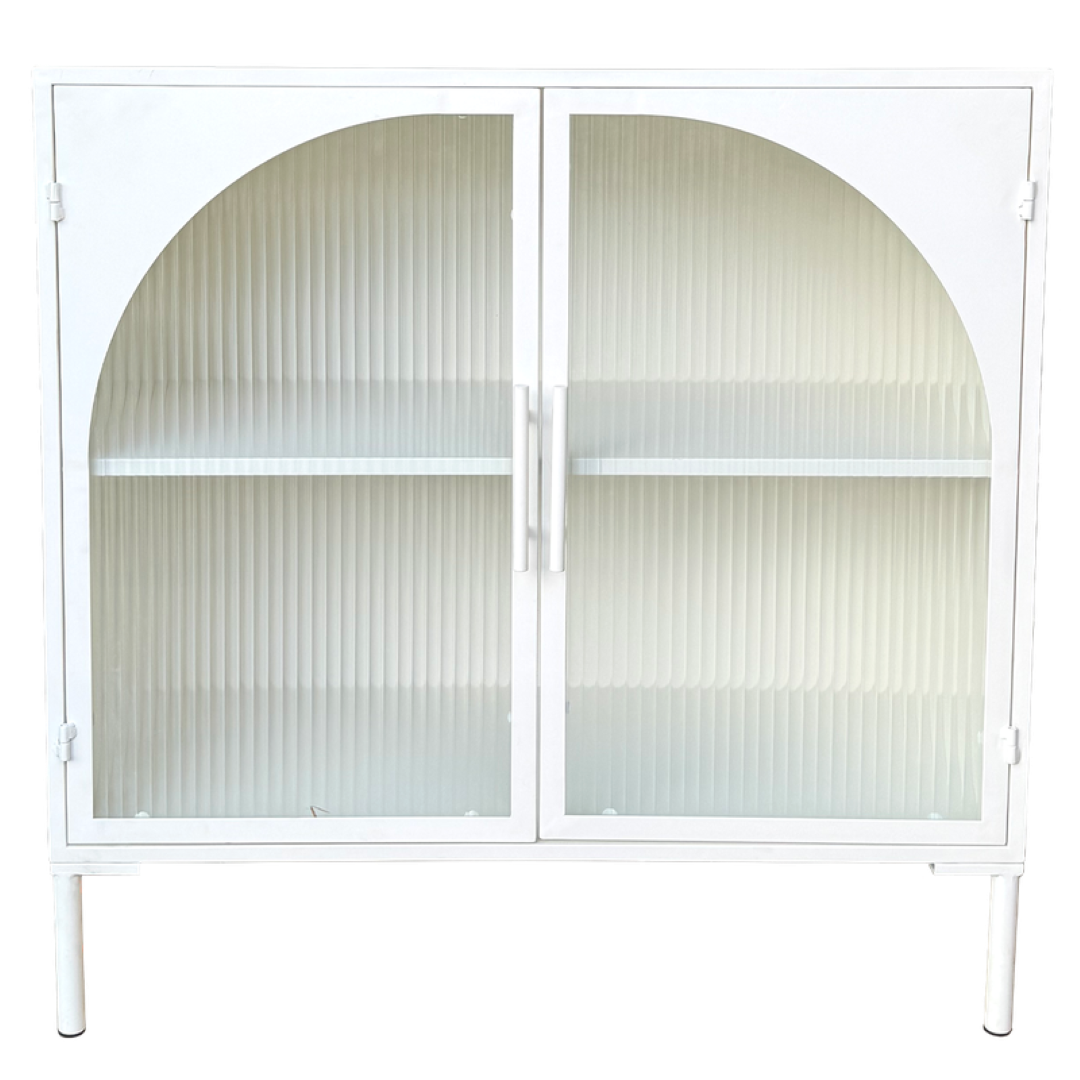 White 2-door cabinet with dimensions 80 x 38 x 81cm, featuring a sleek design for organized storage.