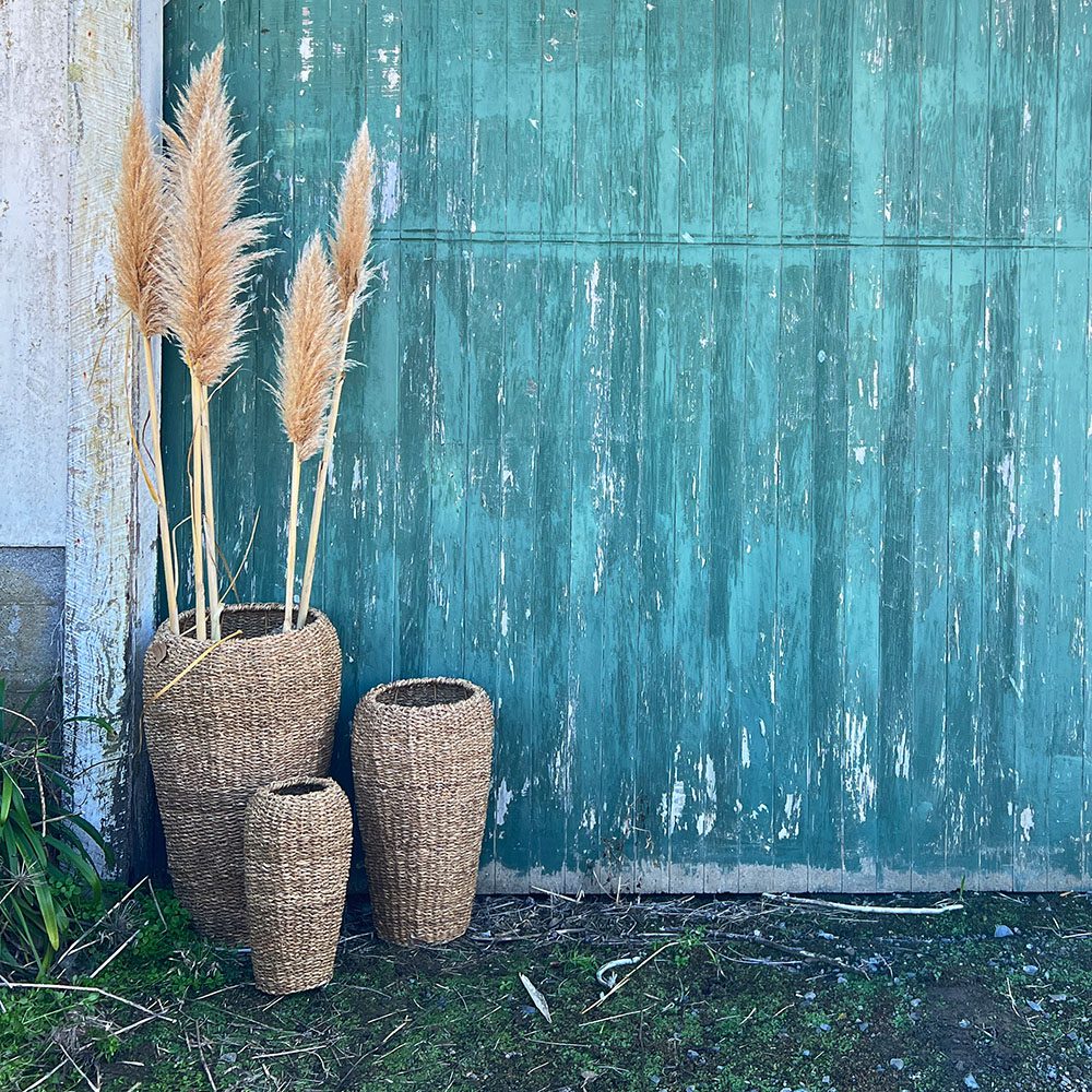 Seagrass Conical Top Pots Set 3