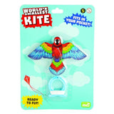 Colorful mini bird kites in a set of 12, featuring shimmering wings and ready to fly right out of the packaging.