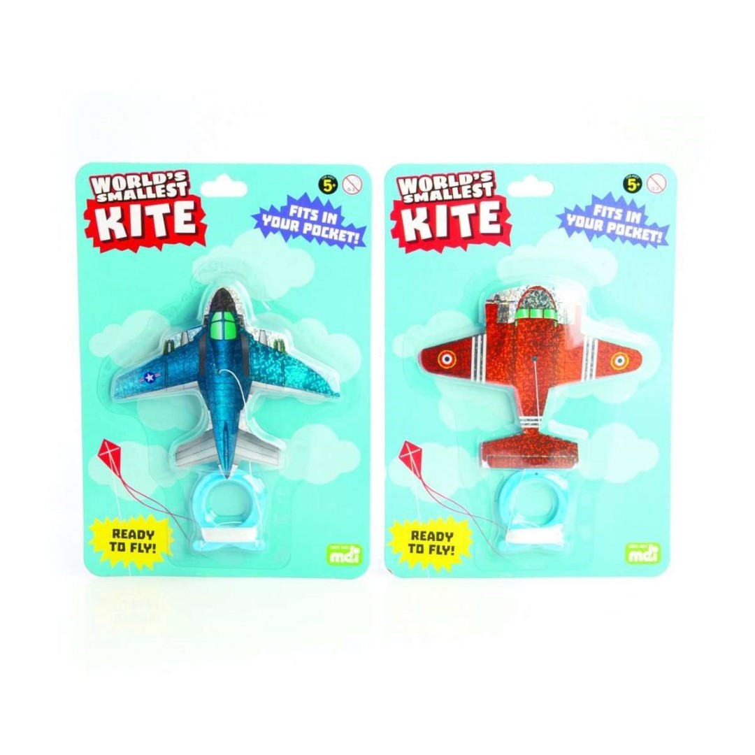 Set of 12 miniature fighter plane kites with vibrant wings, perfect for on-the-go fun and easy to fly.