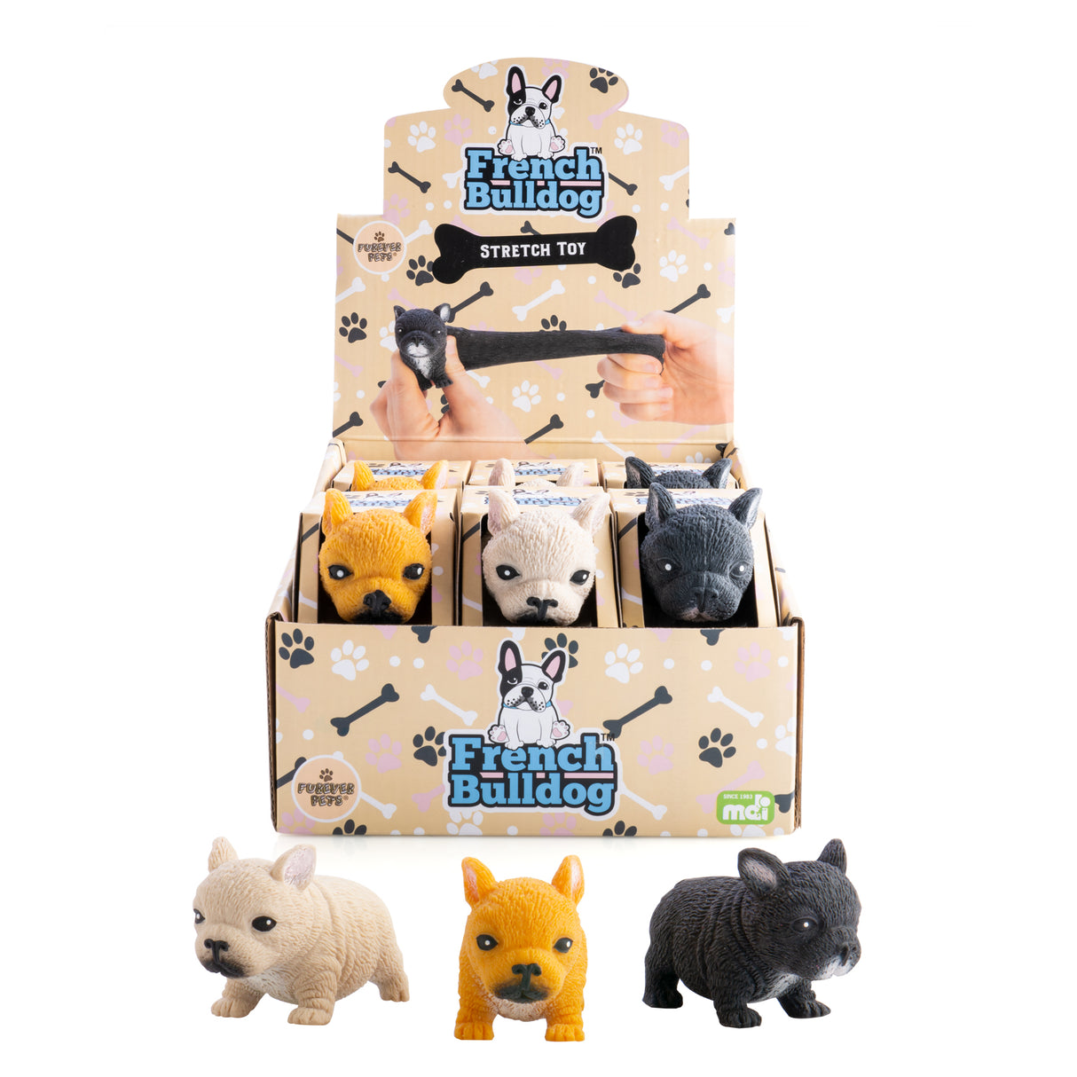 Furever Pets French Bulldog Stretch Toy - Set of 12