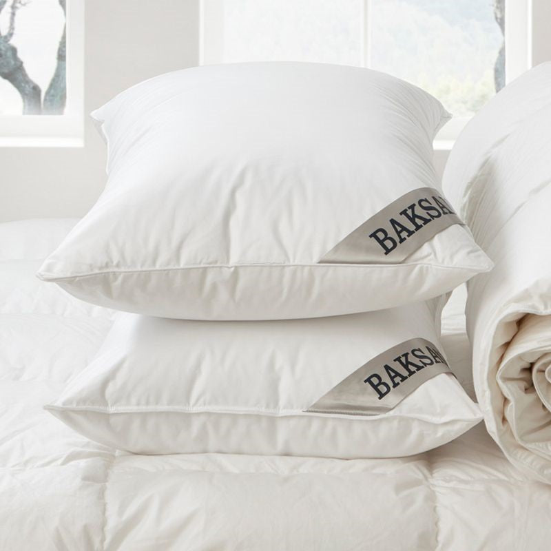 Luxurious Baksana pillow filled with 80% Hungarian goose down for superior comfort and support during sleep.