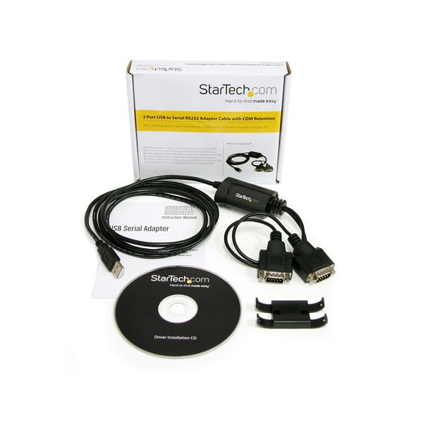 2 Port FTDI USB to Serial RS232 Adapter Cable with COM Retention