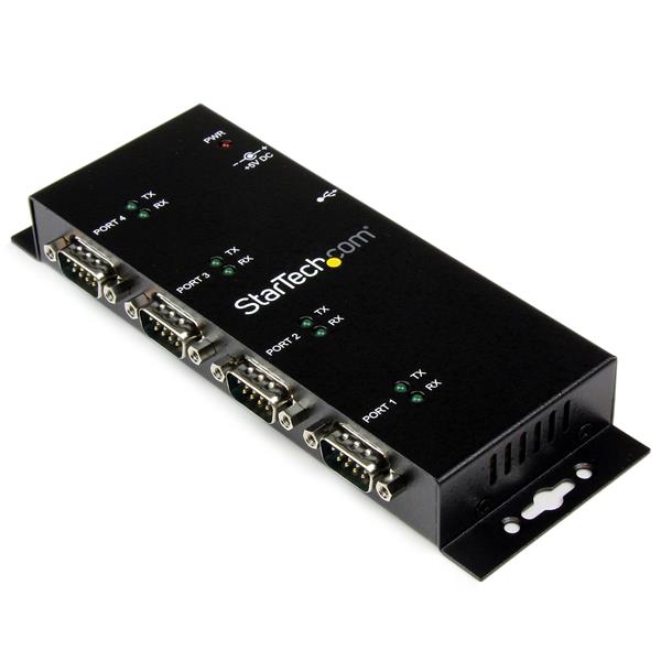 USB Serial Hub with 4 DB9 RS232 ports for connecting multiple serial devices in industrial and office settings.