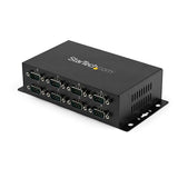 8-port USB to DB9 RS232 Serial Adapter Hub with rugged metal design, ideal for connecting legacy devices in any environment.