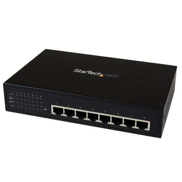 8 Port Unmanaged Industrial Gigabit Power over Ethernet Switch - 802.3af/at PoE+