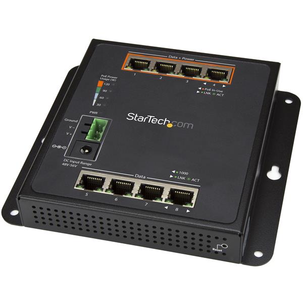 8-Port (4 PoE+) Gigabit Ethernet Switch - Managed - Wall Mount with Front Access