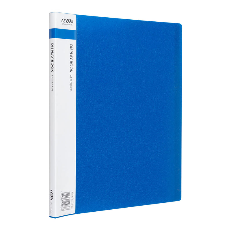 Icon Display Book A4 with Insert Spine 20 Pocket Blue