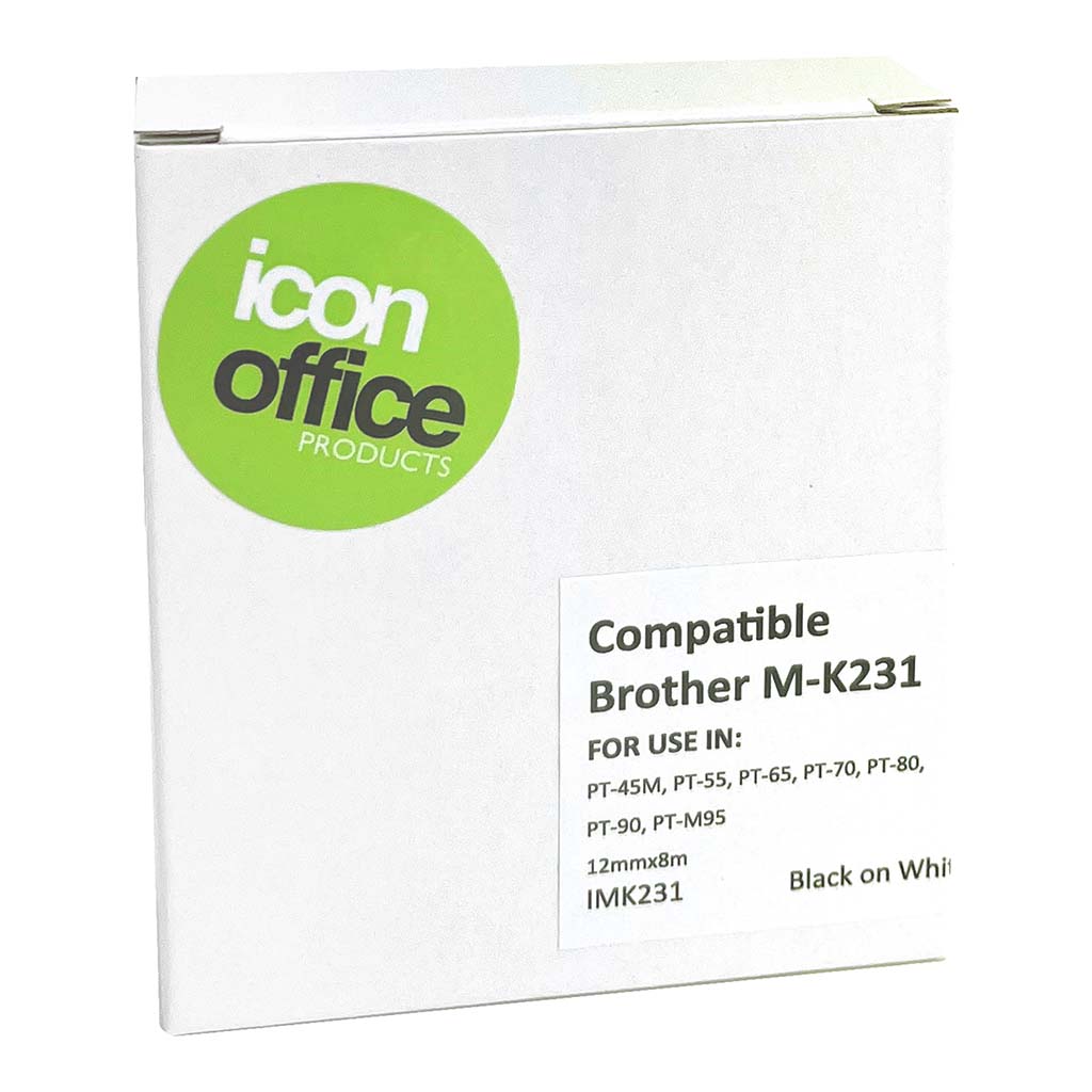 Icon Compatible Brother MK Tape 12mm Black on White