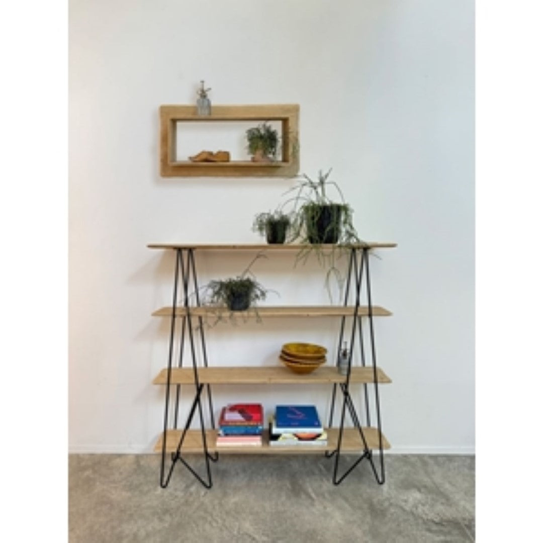 Evie Single Wall Shelf in solid wood, versatile 40x15x76cm design for displaying decor, books, or plants, adaptable for portrait or landscape.