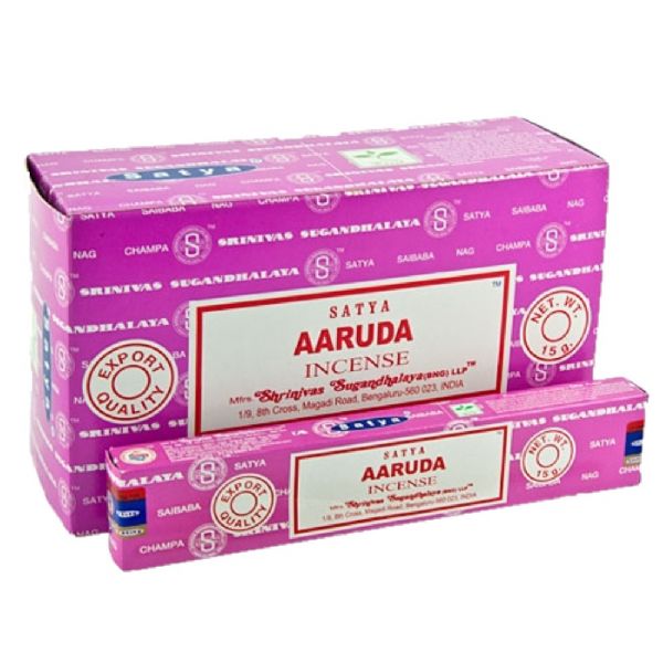 Aaruda incense by Satya, 15gm, promotes detoxification and freshness, part of the Earth Series, with natural disinfectant properties.