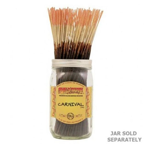 Bundle of 100 Wild Berry Carnival incense sticks, 11 inches long, perfect for relaxation and creating inviting aromas.