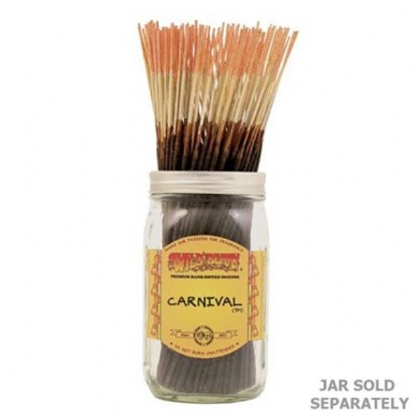 Bundle of 100 Wild Berry Carnival incense sticks, 11 inches long, perfect for relaxation and creating inviting aromas.