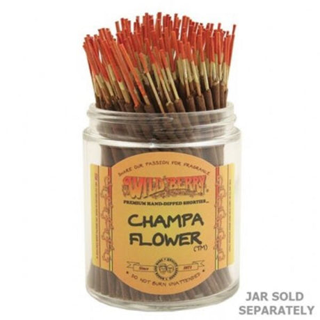 Bundle of 100 Wild Berry Champa Flower incense sticks, featuring sweet berry and calming champa flower aromas for relaxation.