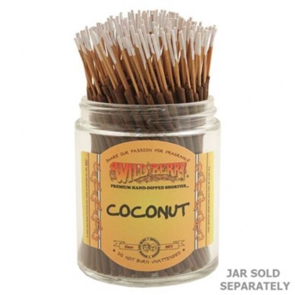 Bundle of 100 Wild Berry Coconut Shorties Incense sticks, featuring a sweet, tropical aroma for relaxation and ambiance.