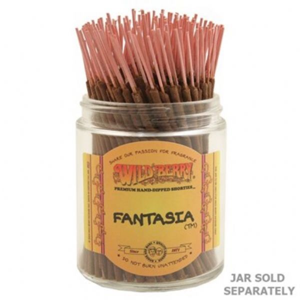 A bundle of 100 Wild Berry Fantasia Shorties Incense sticks, known for their uplifting berry fragrances and calming ambiance.