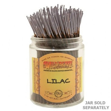 Wild Berry Lilac Shorties Incense bundle of 100 sticks, delivering a serene blend of lilac and berry fragrances for relaxation.