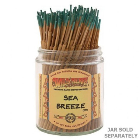 Bundle of 100 Wild Berry Sea Breeze incense sticks, offering soothing berry and ocean breeze scents for relaxation and meditation.