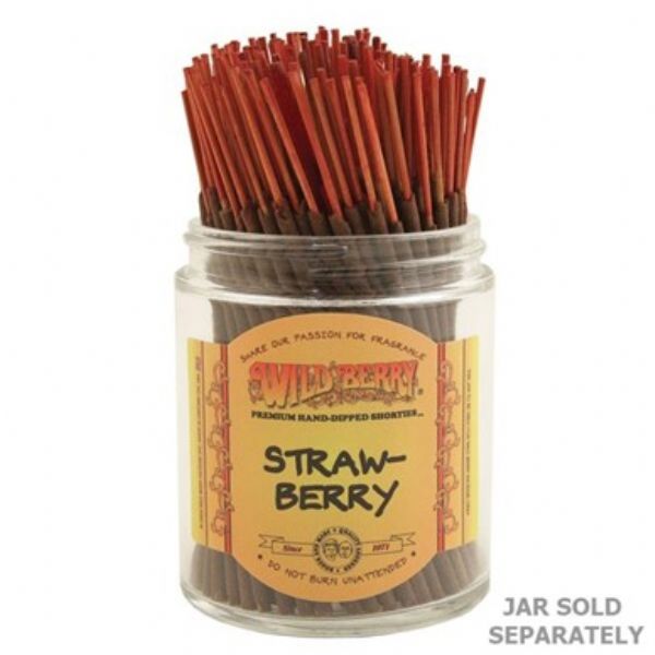 A bundle of 100 Wild Berry Strawberry Shorties Incense sticks, releasing sweet fruity aromas of strawberries and wild berries.