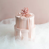 Gift Flower Box Ribbed Round Blush Pink Set 2