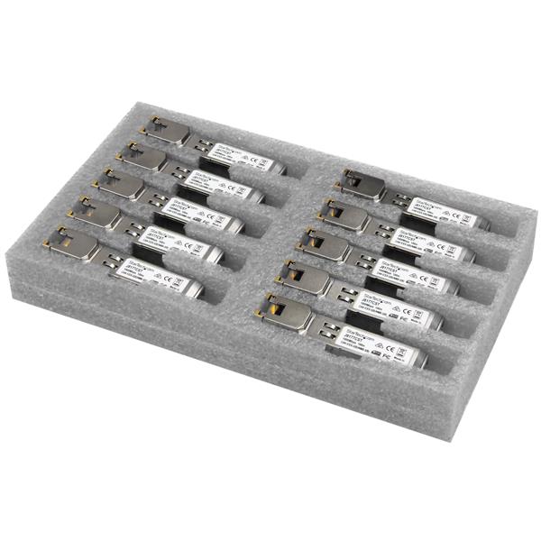 Ten-pack of HP J8177C compatible Gigabit RJ45 copper SFP transceiver modules for reliable 1 Gbps networking over 100m.