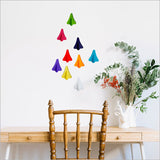 Colorful jet plane wall art set of 9, crafted from moisture-resistant acrylic, perfect for children's rooms and playful decor.