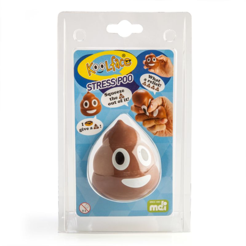 Koolface Smiling Poo Stress Relief Ball, a quirky squishy ball for stress relief, perfect for all ages, measuring 6x6x7 cm.