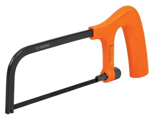 Pistol grip hacksaw for precise 150mm cuts in wood, plastics, and metals; ergonomic handle ensures comfort and control.