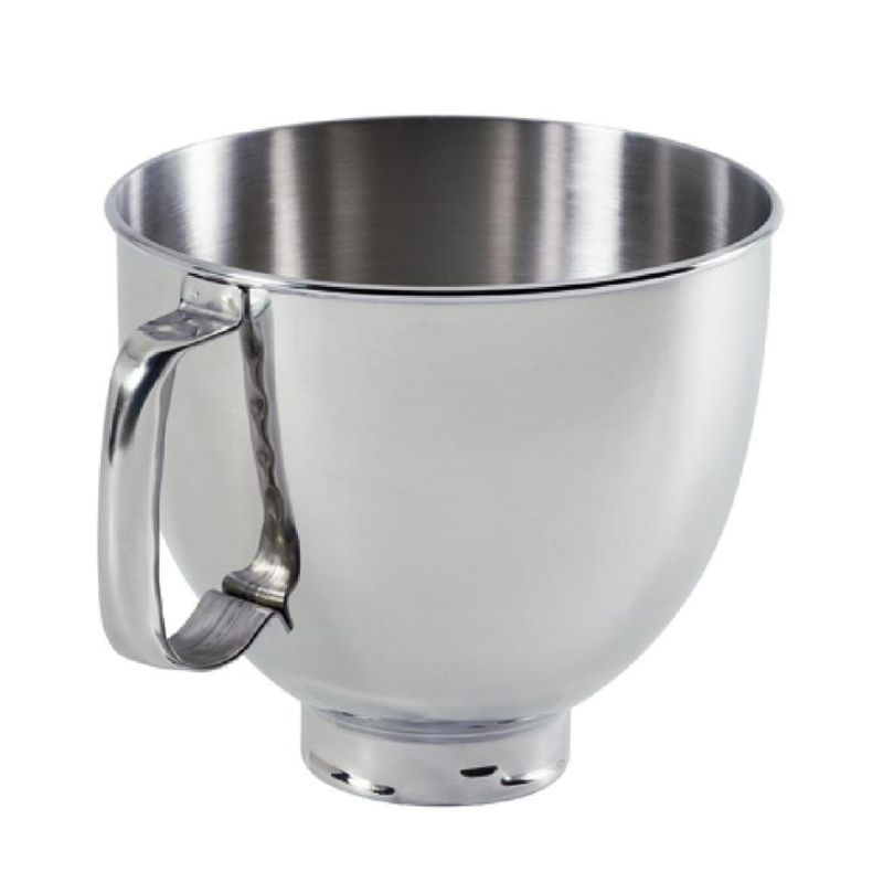 KitchenAid 4.8L stainless steel mixing bowl for tilt-head stand mixer, durable, dishwasher safe, perfect for baking.