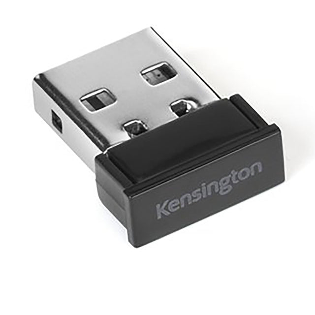 Kensington Receiver in black designed for Ergo keyboards and mice, featuring secure 2.4GHz wireless connectivity.