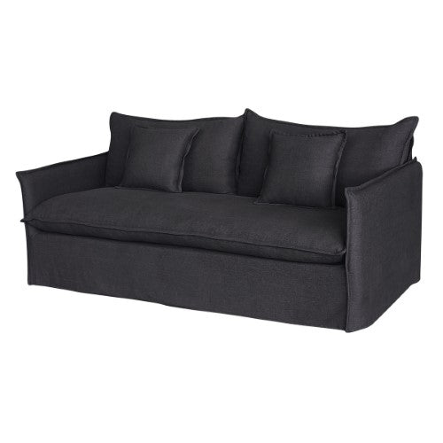 Chantilly Charcoal 3-seat sofa slipcover, stylish and comfortable, featuring durable fabric and ample seating space for gatherings.