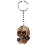 Set of 24 edgy skull keyrings with rose designs, perfect for gothic fashion lovers and unique gift ideas.