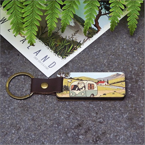 Bamboo Keyring Printed: Sheep + Caravan Keyrings + Keychains