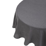 Linen round tablecloth in charcoal, 228cm diameter, made from 100% natural French flax for elegant dining.