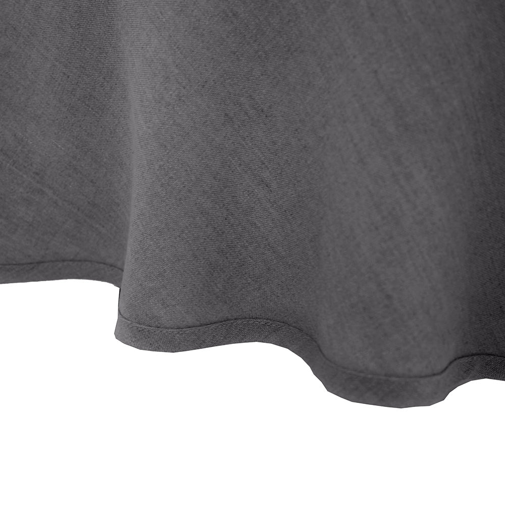 Elegant charcoal linen round tablecloth, 228cm diameter, made from 100% French flax, perfect for stylish dining.