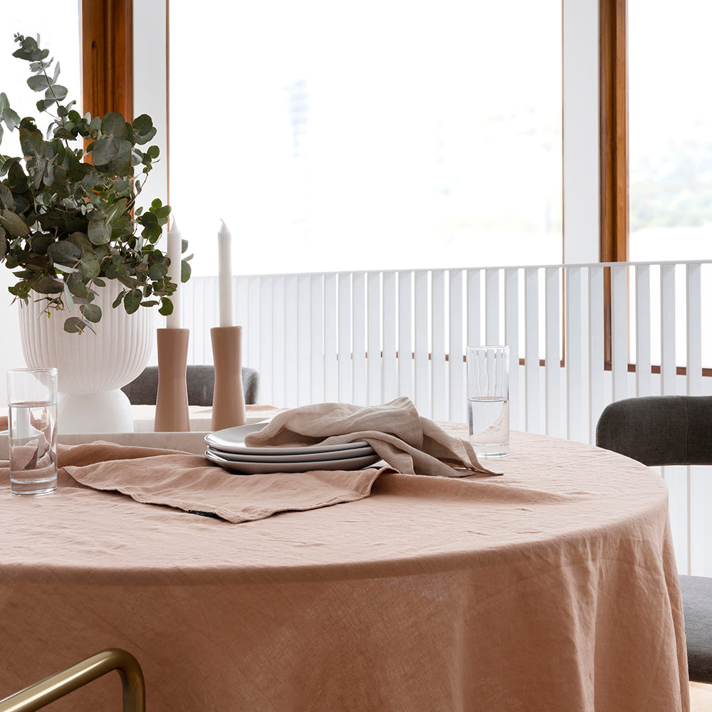 Linen Table Runner 35x180cm Tea Rose- Bambury