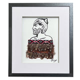 Framed Art - Korowai on M?ori Warrior (33 x 38cm)