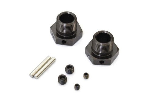 Kyosho MP9/10/MF Wheel Hubs (4) in gunmetal, designed for enhanced RC performance, durability, and improved handling.