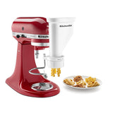 KitchenAid Gourmet Pasta Press Attachment for homemade pasta with 6 interchangeable discs, connects to KitchenAid mixers.