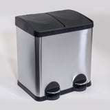 Pedal Recycle Rubbish Bin - 2 x Compartment (15L)