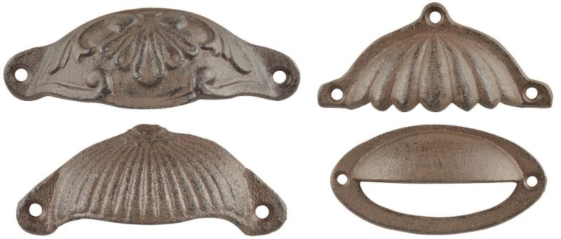 Set of 36 assorted cast iron drawer pulls, each 2.3 x 11 x 5cm, combining durability with stylish decor.