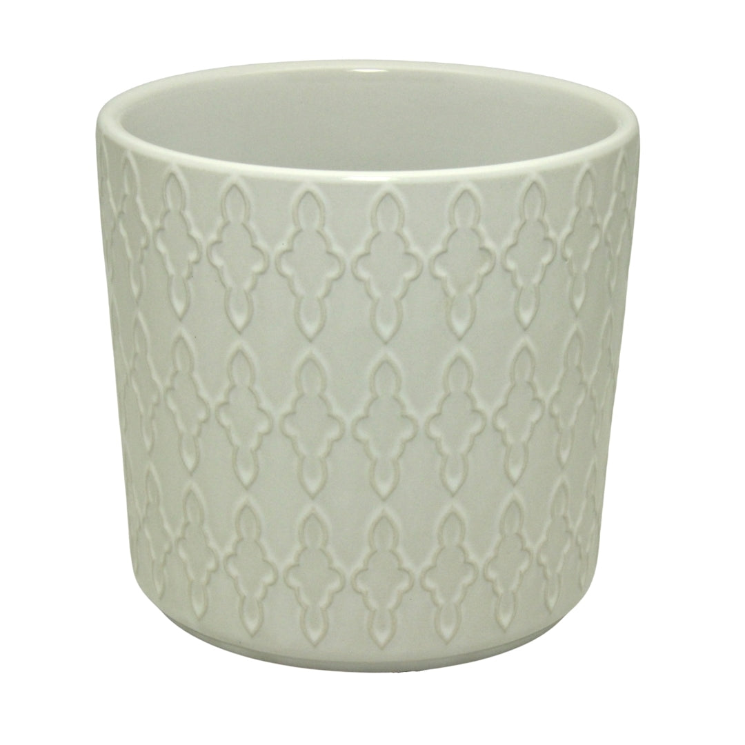 White Patterned Ceramic Pot