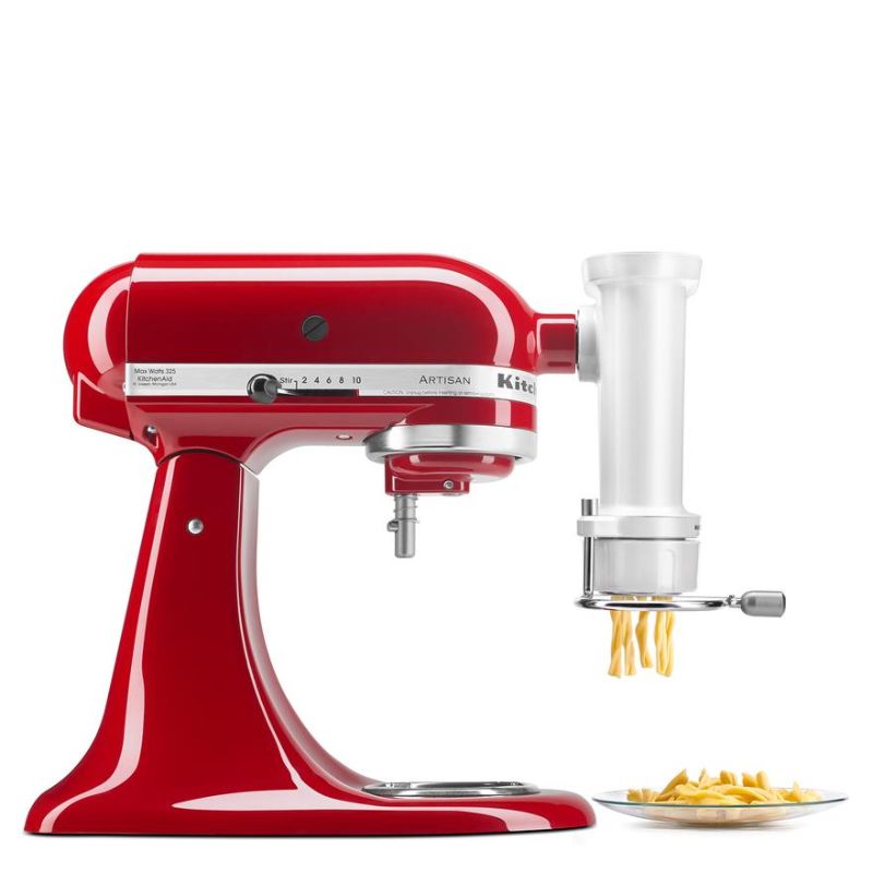 KitchenAid Gourmet Pasta Press Attachment for making fresh pasta at home with six interchangeable discs for various shapes.