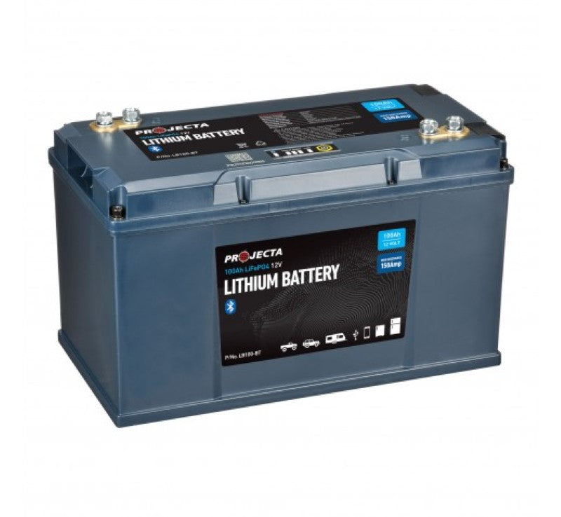 100AH 12V Lithium battery with Bluetooth, ideal for 4WDs and caravans, featuring high discharge and smart monitoring.