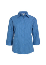 Micro Womens Check 3/4 Sleeve Shirt - Mid Blue