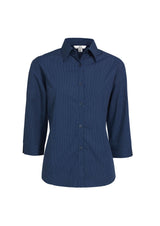 Micro Womens Check 3/4 Sleeve Shirt - Navy