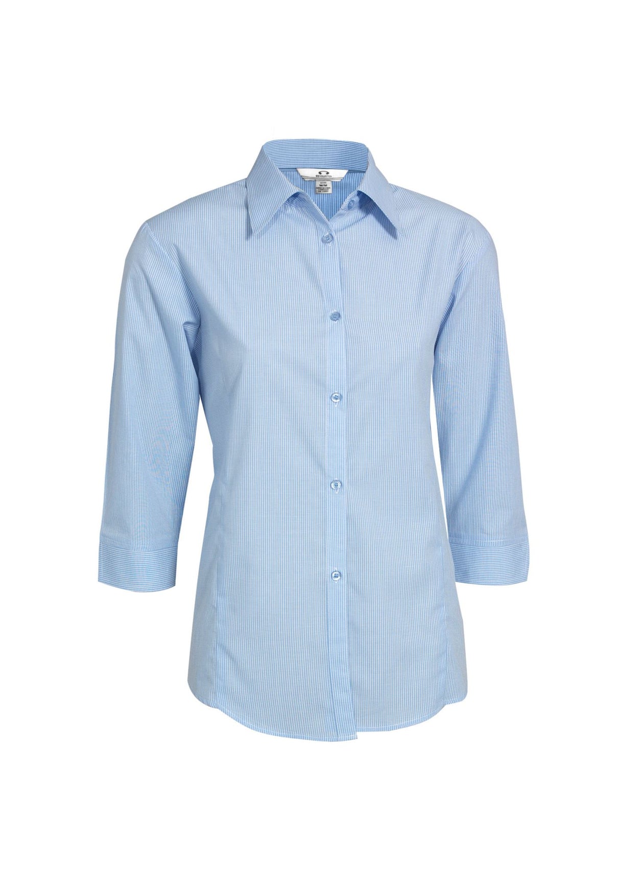 Micro Womens Check 3/4 Sleeve Shirt - Sky