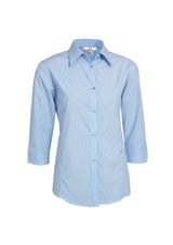 Micro Womens Check 3/4 Sleeve Shirt - Sky