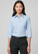 Micro Womens Check 3/4 Sleeve Shirt - Navy